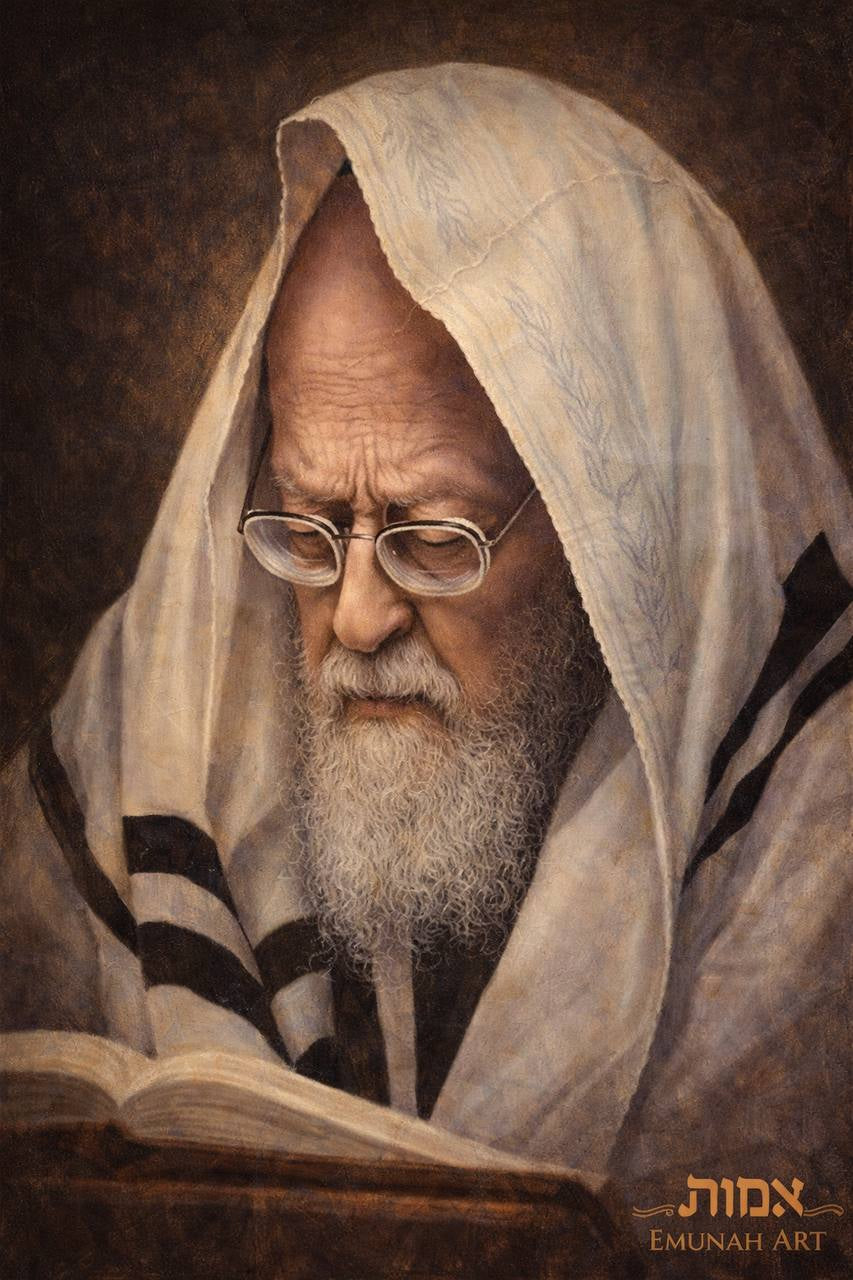 Wrapped in Prayer – The Scholar Under His Tallit | Emunah Art