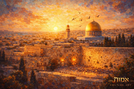 Jerusalem of Gold – Western Wall at Sunset | Emunah Art